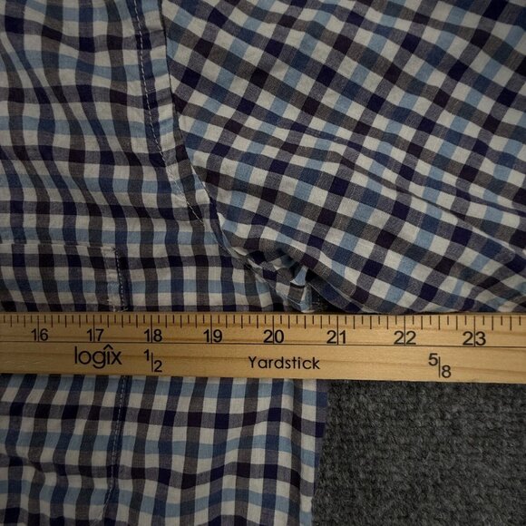 Viyella Short Sleeve Blue Purple Check Cotton Woven Medium Button Up Shirt Adult - Picture 6 of 14